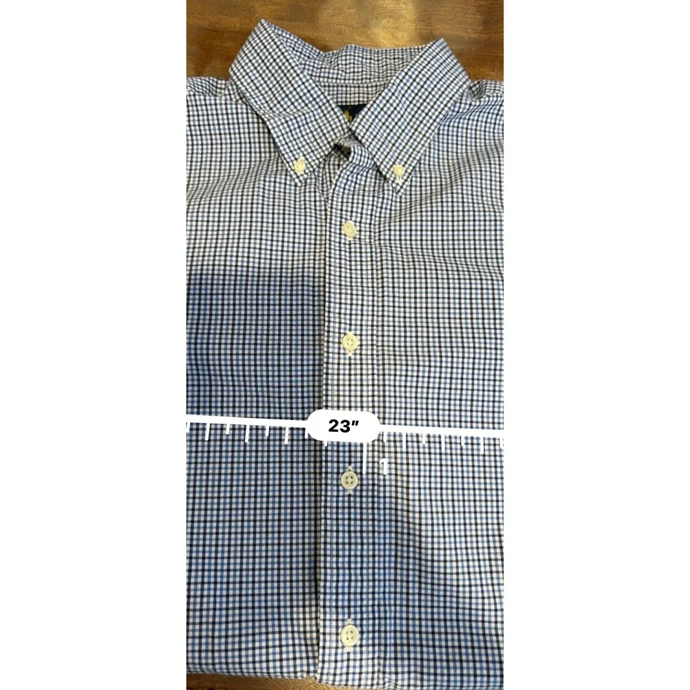 Polo Ralph Lauren Blue Gingham Button Down Shirt Men's Short Sleeve Pony Cotton